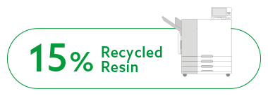 Eco-Awareness graphic showing 15% Recycled Resin usage to reduce lifecycle CO2 emissions.