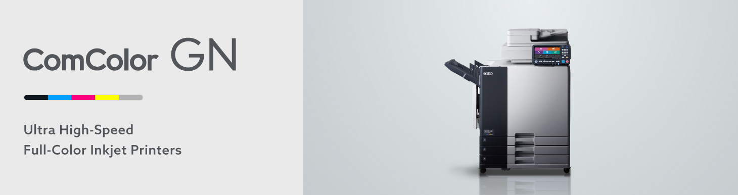 Banner of ComColor GN Ultra High-Speed Full-Color Inkjet Printers on neutral background