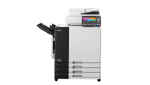 Front view of RISO ComColor GN9830 printer with scanner unit.