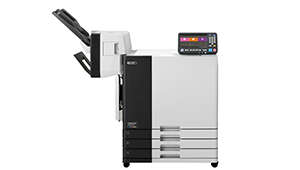 Front view of RISO ComColor GN9830 printer with Face Down Finisher.
