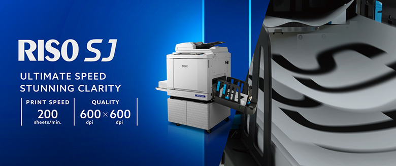 RISO SJ series high-speed digital duplicator printing up to 200 ppm